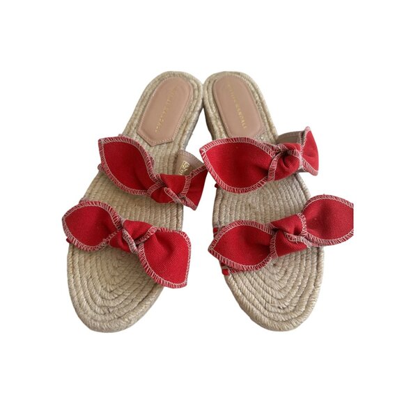 LOEFLLER RANDALL Red Bow Espadrille Sandals Size 41/11 - Picture 4 of 10